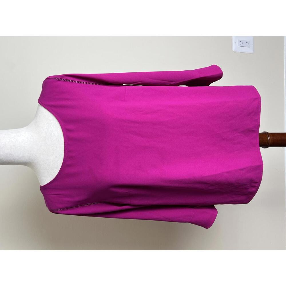 Talbots Pink Blouse Size M Ladder Trim 3/4 Bell Sleeve Side Zip